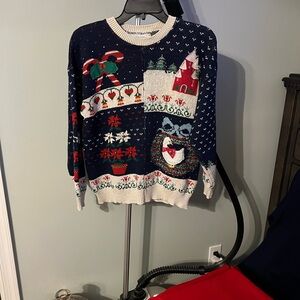 Festive Holiday Sweater - Navy and Cream